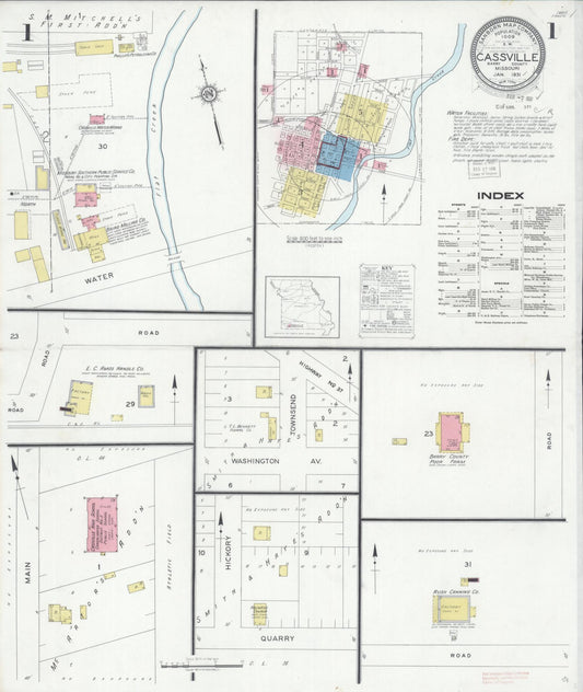 Sanborn Fire Insurance Map from Cassville, Barry County, Missouri (1931), Sheet #0001 - Historic Sanborn Fire Insurance Map Print, vintage old map wall art, antique decor, genealogy gift, Missouri Missouri map