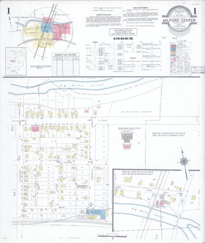 Sanborn Fire Insurance Map from Milford Center, Union County, Ohio (1946), Sheet #0001 - Historic Sanborn Fire Insurance Map Print, vintage old map wall art, antique decor, genealogy gift, Ohio Ohio map