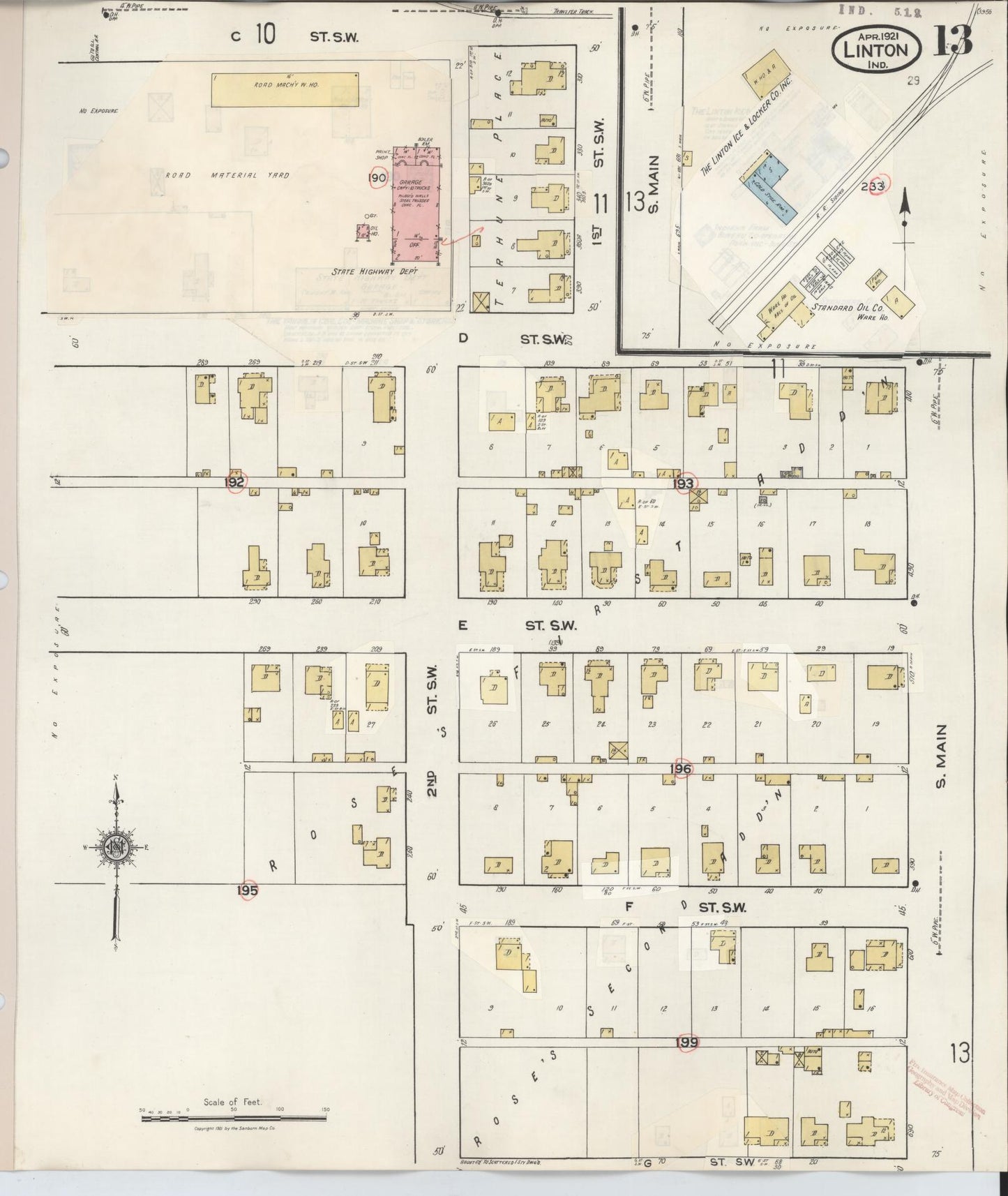 Sanborn Fire Insurance Map from Linton, Greene County, Indiana (1948), Sheet #0013 - Complete Map Set gallery image, historic Sanborn map, vintage wall art, Indiana Indiana
