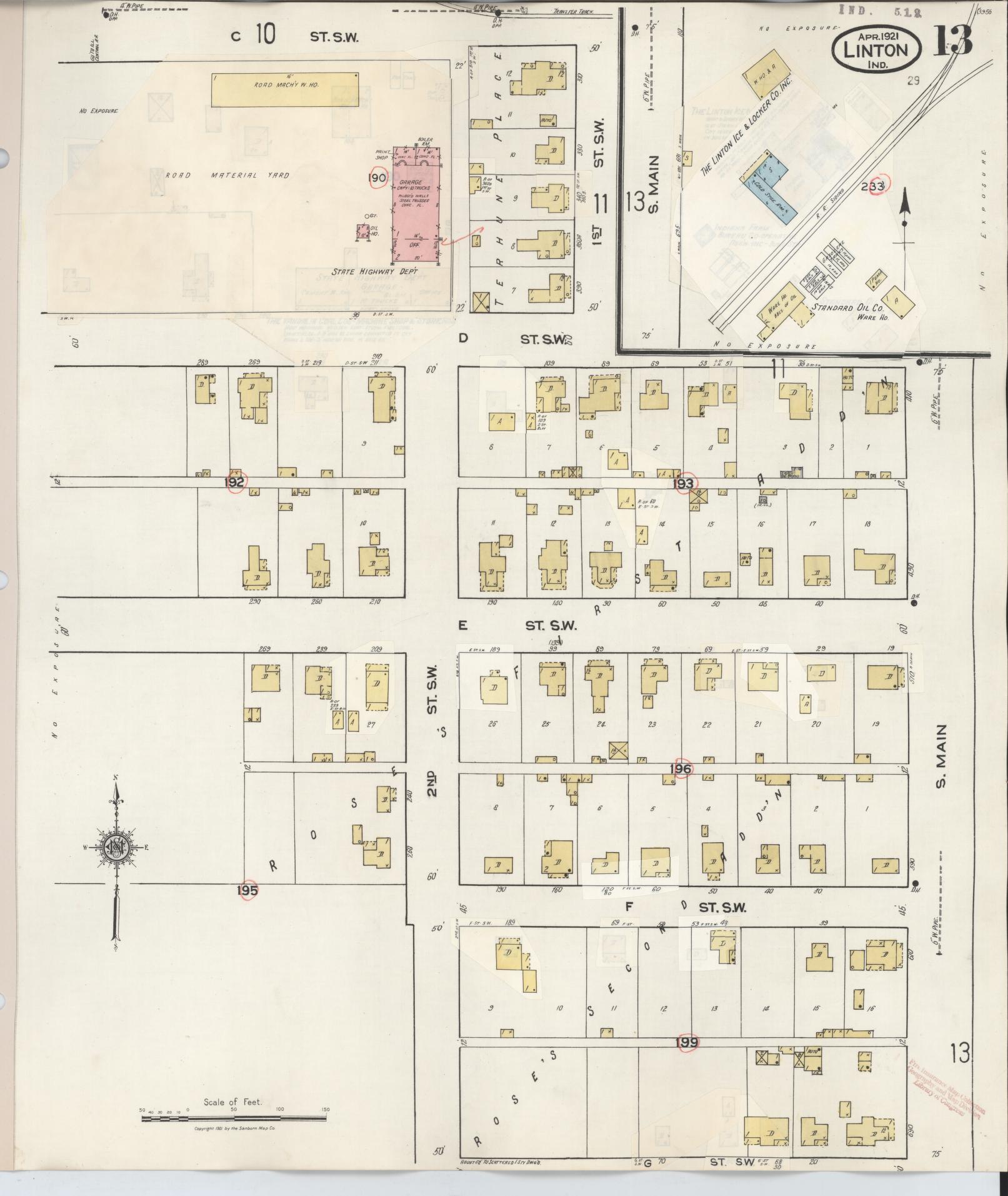 Sanborn Fire Insurance Map from Linton, Greene County, Indiana (1948), Sheet #0013 - Complete Map Set gallery image, historic Sanborn map, vintage wall art, Indiana Indiana