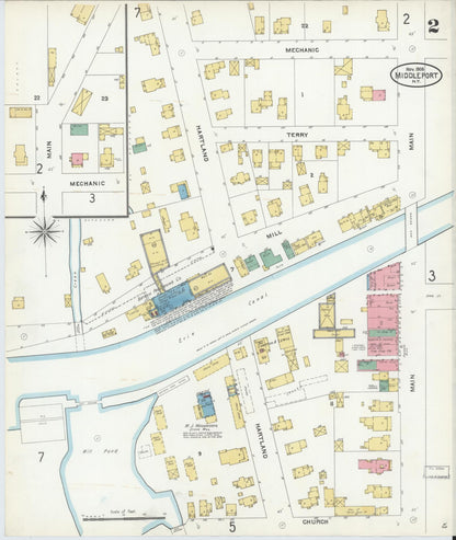 Sanborn Fire Insurance Map from Middleport, Niagara County, New York (1905), Sheet #0002 - Complete Map Set gallery image, historic Sanborn map, vintage wall art, New York New York
