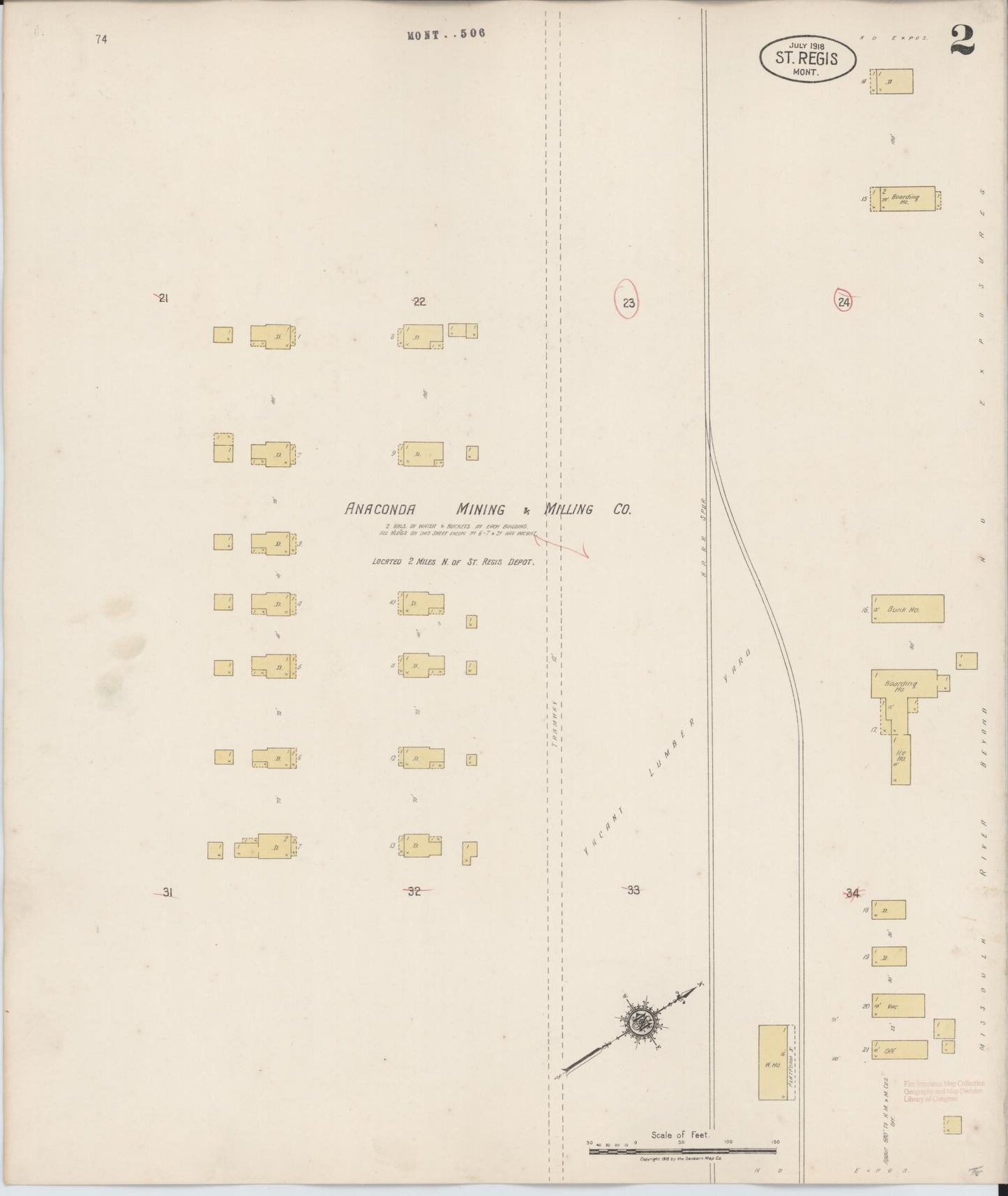 Sanborn Fire Insurance Map from Saint Regis, Mineral County, Montana (1927), Sheet #0002 - Historic Sanborn Fire Insurance Map Print, vintage old map wall art, antique decor, genealogy gift, Montana Montana map