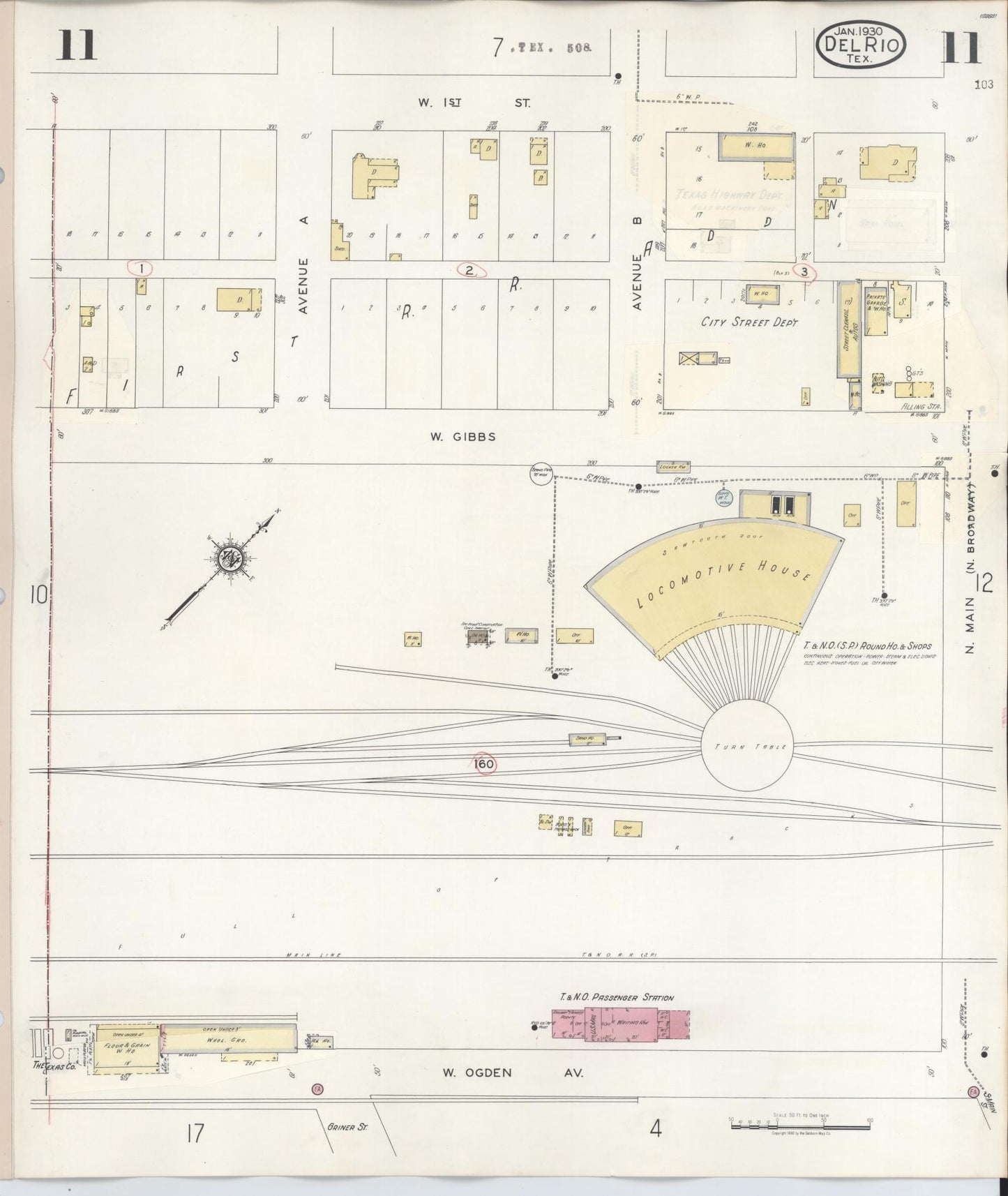 Sanborn Fire Insurance Map from Del Rio, Val Verde County, Texas (1948), Sheet #0011 - Historic Sanborn Fire Insurance Map Print, vintage old map wall art, antique decor, genealogy gift, Texas Texas map