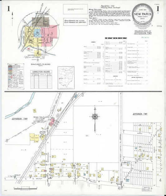 Sanborn Fire Insurance Map from New Paris, Preble County, Ohio (1951), Sheet #0001 - Complete Map Set gallery image, historic Sanborn map, vintage wall art, Ohio Ohio