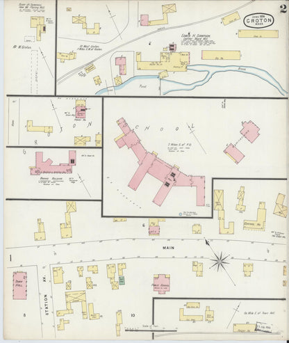 Sanborn Fire Insurance Map from Groton, Middlesex County, Massachusetts (1896), Sheet #0002 - Historic Sanborn Fire Insurance Map Print, vintage old map wall art, antique decor, genealogy gift, Massachusetts Massachusetts map