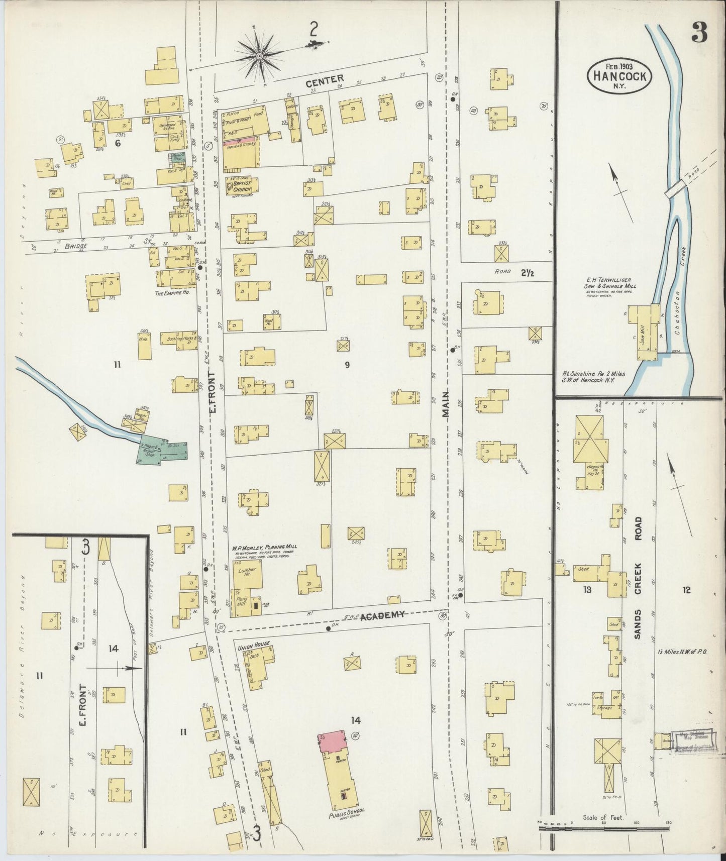 Sanborn Fire Insurance Map from Hancock, Delaware County, New York (1903), Sheet #0003 - Complete Map Set gallery image, historic Sanborn map, vintage wall art, Hancock Delaware