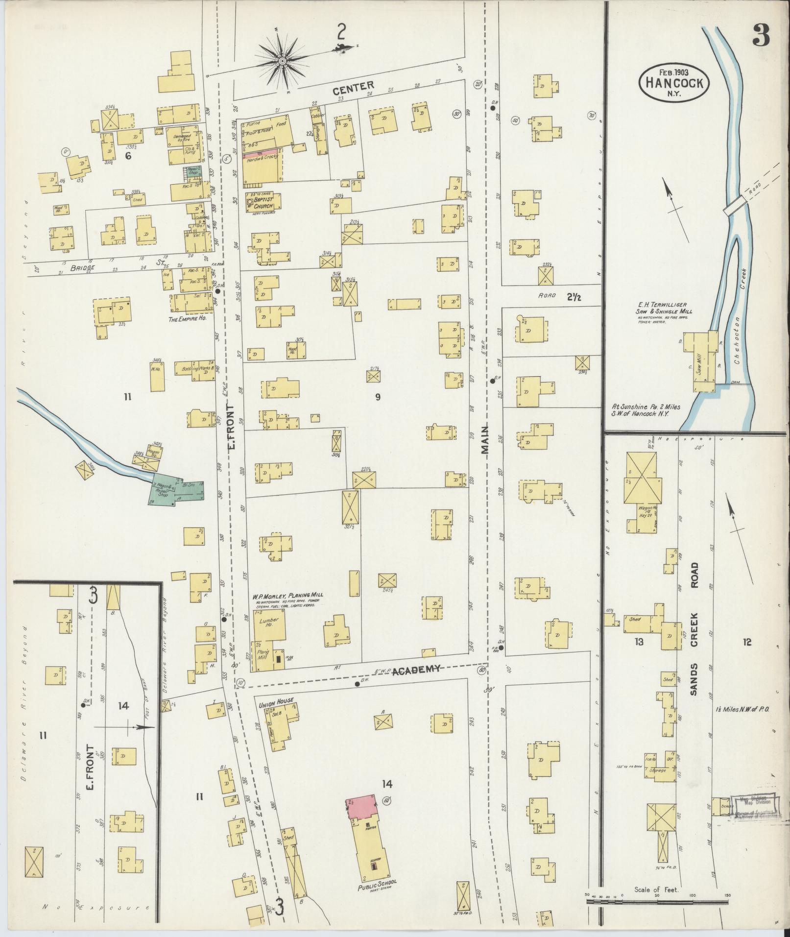 Sanborn Fire Insurance Map from Hancock, Delaware County, New York (1903), Sheet #0003 - Complete Map Set gallery image, historic Sanborn map, vintage wall art, Hancock Delaware