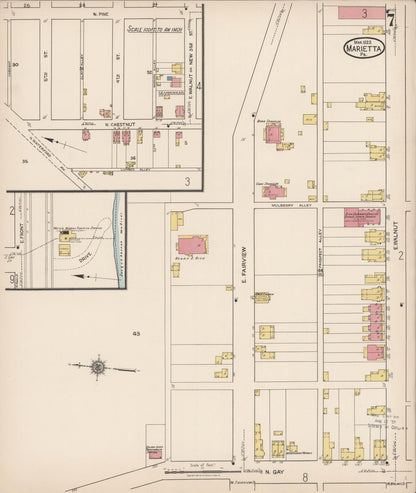 Sanborn Fire Insurance Map from Marietta, Lancaster County, Pennsylvania (1922), Sheet #0007 - Historic Sanborn Fire Insurance Map Print, vintage old map wall art, antique decor, genealogy gift, Pennsylvania Pennsylvania map
