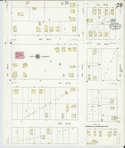 Sanborn Fire Insurance Map from Fargo, Cass County, North Dakota (1910), Sheet #0029 - Complete Map Set gallery image, historic Sanborn map, vintage wall art, North Dakota North Dakota