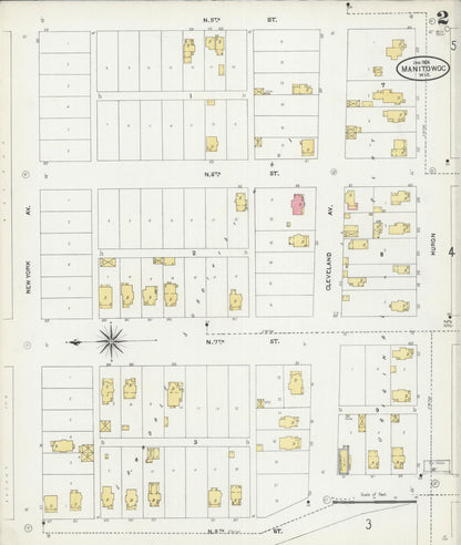 Sanborn Fire Insurance Map from Manitowoc, Manitowoc County, Wisconsin (1906), Sheet #0002 - Complete Map Set gallery image, historic Sanborn map, vintage wall art, Wisconsin Wisconsin