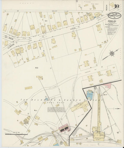Sanborn Fire Insurance Map from Forest City, Susquehanna County, Pennsylvania (1914), Sheet #0010 - Complete Map Set gallery image, historic Sanborn map, vintage wall art, Pennsylvania Pennsylvania