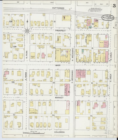 Sanborn Fire Insurance Map from Alliance, Stark County, Ohio (1892), Sheet #0003 - Complete Map Set gallery image, historic Sanborn map, vintage wall art, Ohio Ohio