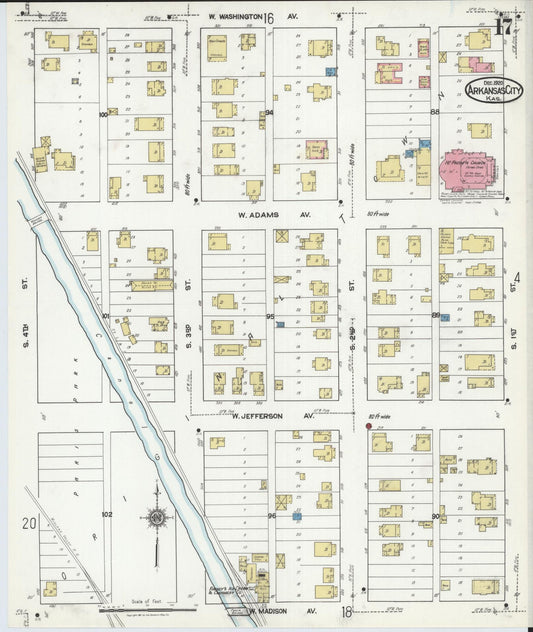 Sanborn Fire Insurance Map from Arkansas City, Cowley County, Kansas (1920), Sheet #0017 - Historic Sanborn Fire Insurance Map Print, vintage old map wall art, antique decor, genealogy gift, Arkansas Arkansas map