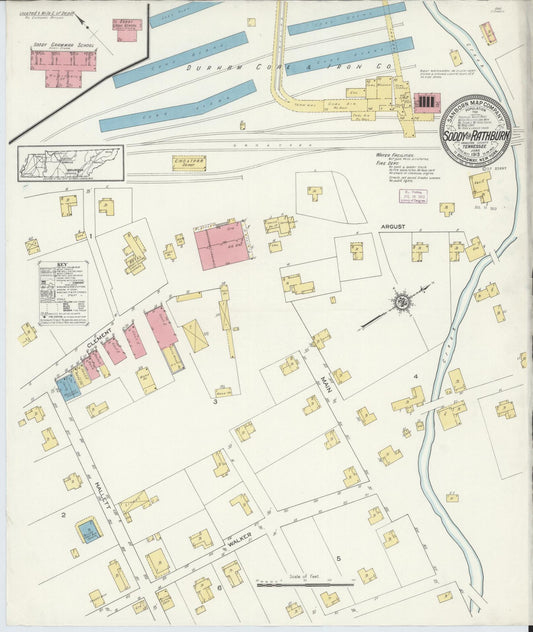 Sanborn Fire Insurance Map from Soddy, Hamilton County, Tennessee (1913), Sheet #0001 - Historic Sanborn Fire Insurance Map Print, vintage old map wall art, antique decor, genealogy gift, Tennessee Tennessee map