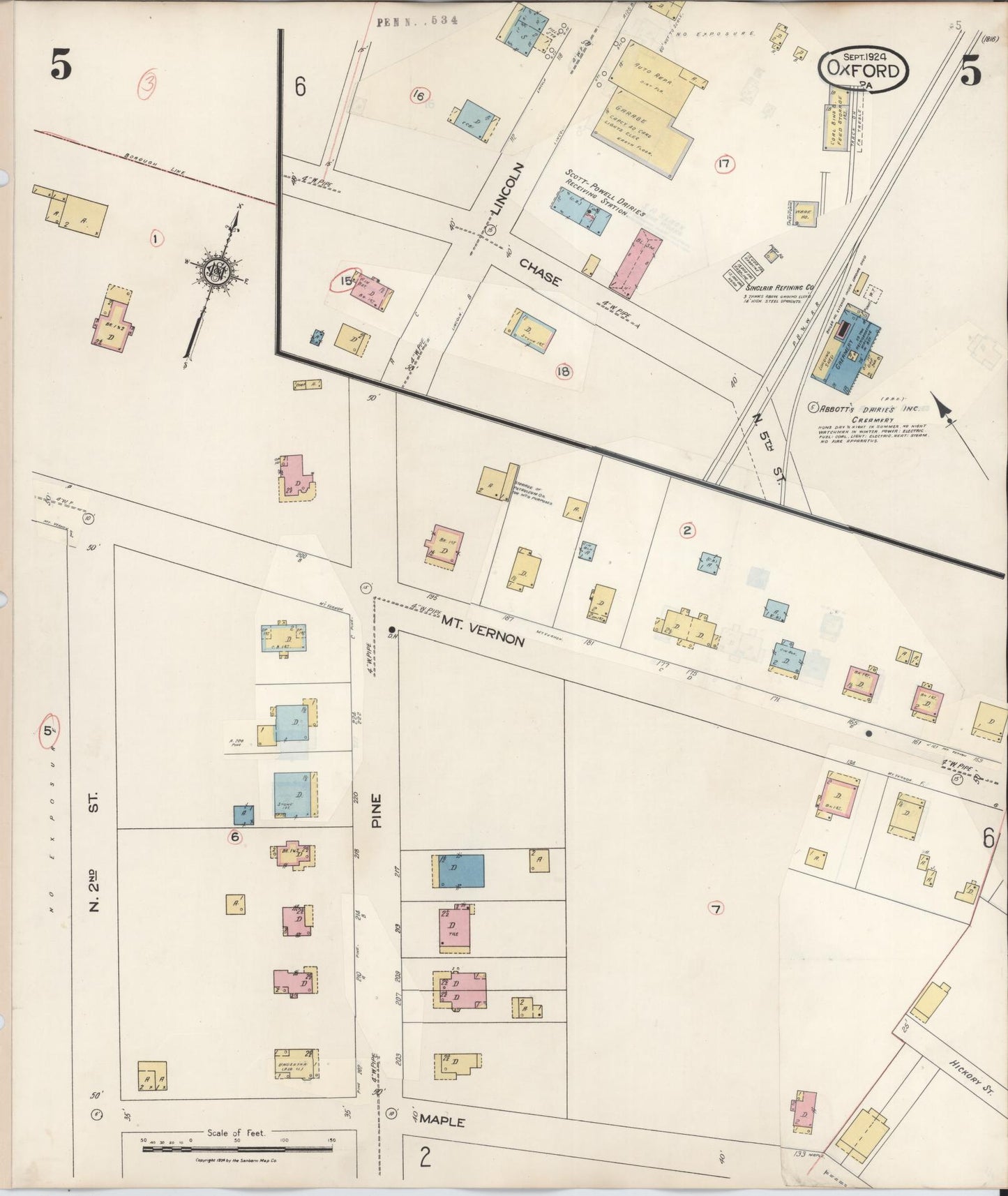 Sanborn Fire Insurance Map from Oxford, Chester County, Pennsylvania (1940), Sheet #0005 - Complete Map Set gallery image, historic Sanborn map, vintage wall art, Pennsylvania Pennsylvania