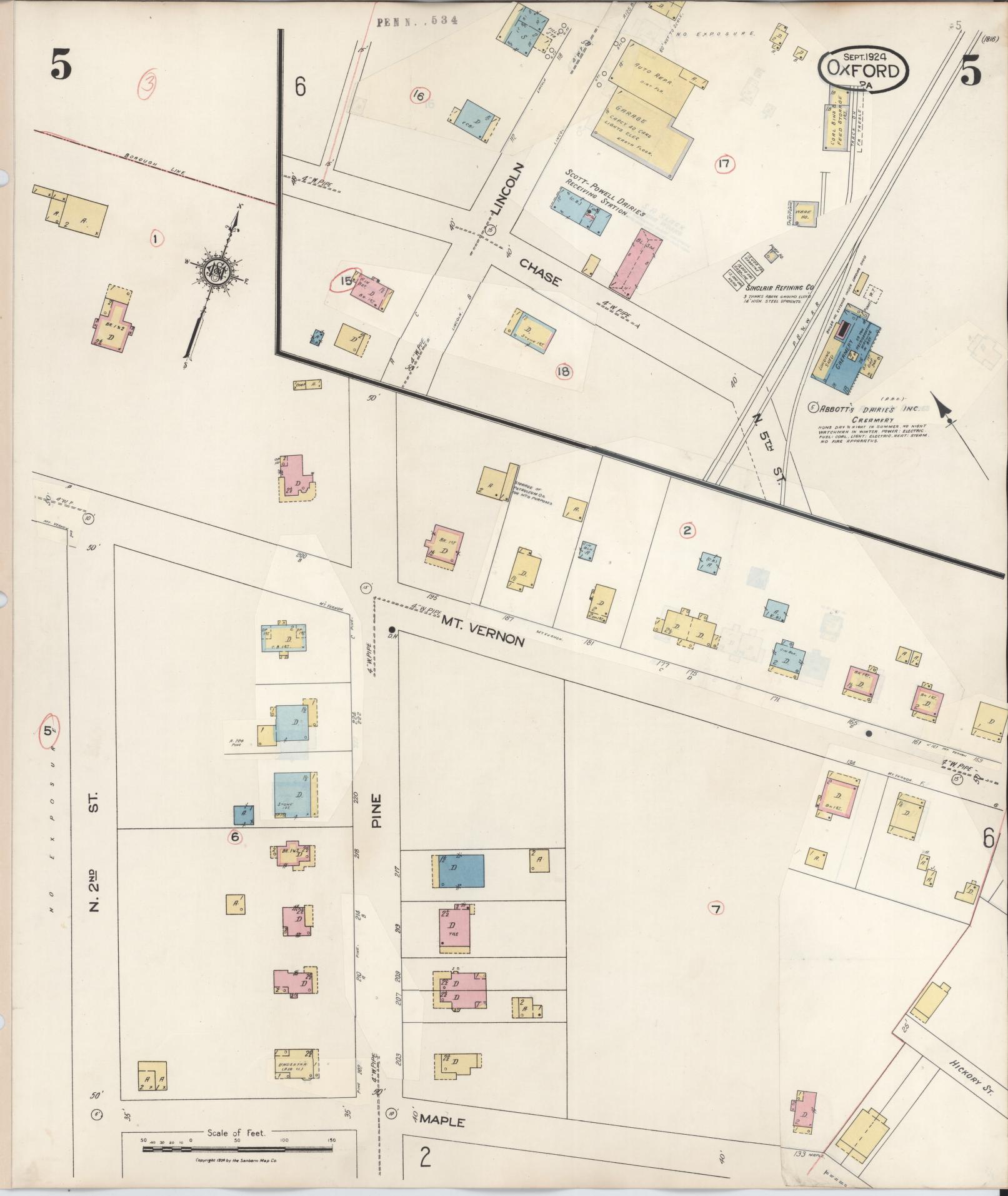 Sanborn Fire Insurance Map from Oxford, Chester County, Pennsylvania (1940), Sheet #0005 - Complete Map Set gallery image, historic Sanborn map, vintage wall art, Pennsylvania Pennsylvania
