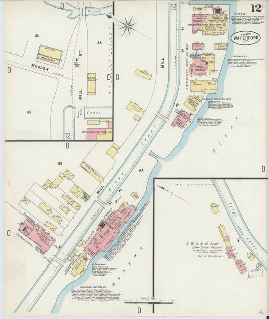 Sanborn Fire Insurance Map from Waterford, Saratoga County, New York (1897), Sheet #0012 - Historic Sanborn Fire Insurance Map Print, vintage old map wall art, antique decor, genealogy gift, New York New York map