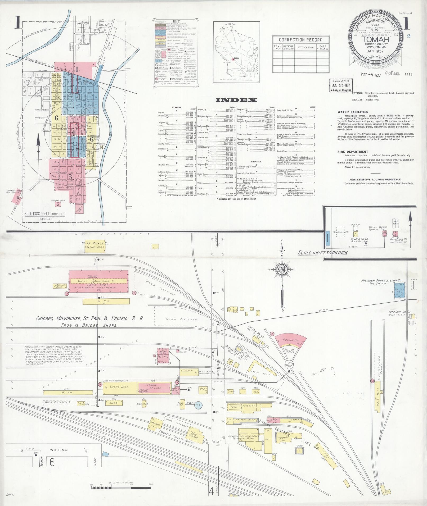 Tomah, Monroe County, Wisconsin (1937) – Sanborn Fire Insurance Map – Map View