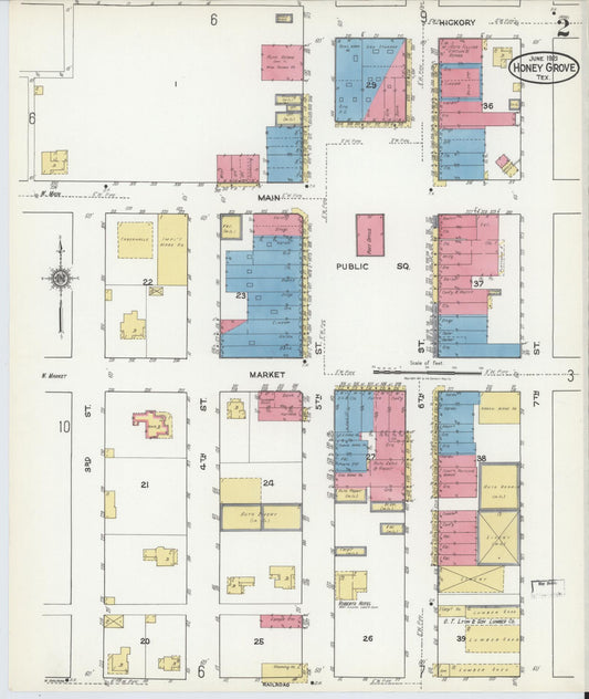 Sanborn Fire Insurance Map from Honey Grove, Fannin County, Texas (1921), Sheet #0002 - Historic Sanborn Fire Insurance Map Print, vintage old map wall art, antique decor, genealogy gift, Texas Texas map