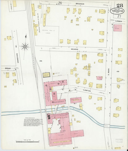 Sanborn Fire Insurance Map from Torrington, Litchfield County, Connecticut (1909), Sheet #0028 - Complete Map Set gallery image, historic Sanborn map, vintage wall art, Connecticut Connecticut