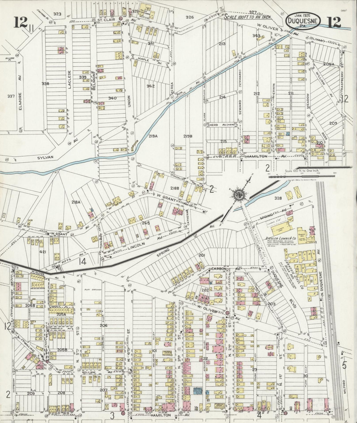 Sanborn Fire Insurance Map from Duquesne, Allegheny County, Pennsylvania (1925), Sheet #0012 - Complete Map Set gallery image, historic Sanborn map, vintage wall art, Pennsylvania Pennsylvania