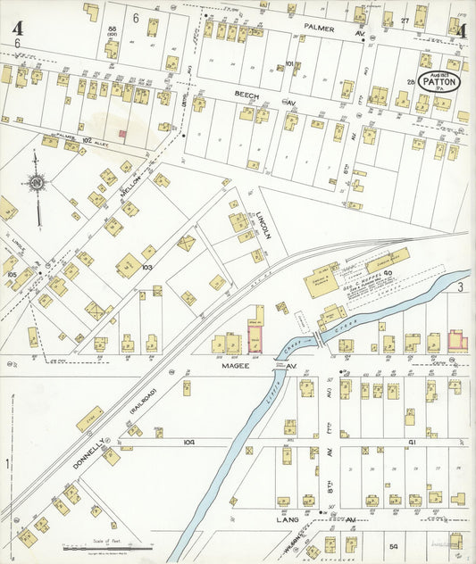 Sanborn Fire Insurance Map from Patton, Cambria County, Pennsylvania (1923), Sheet #0004 - Historic Sanborn Fire Insurance Map Print, vintage old map wall art, antique decor, genealogy gift, Pennsylvania Pennsylvania map