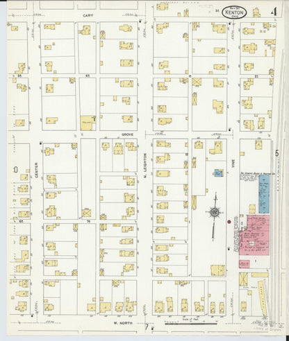 Sanborn Fire Insurance Map from Kenton, Hardin County, Ohio (1911), Sheet #0004 - Historic Sanborn Fire Insurance Map Print, vintage old map wall art, antique decor, genealogy gift, Ohio Ohio map