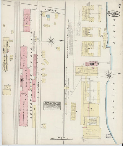 Sanborn Fire Insurance Map from Brighton, Suffolk County, Massachusetts (1884), Sheet #0007 - Complete Map Set gallery image, historic Sanborn map, vintage wall art, Massachusetts Massachusetts