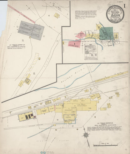 Sanborn Fire Insurance Map from Basin, Jefferson County, Montana (1912), Sheet #0001 - Complete Map Set gallery image, historic Sanborn map, vintage wall art, Montana Montana