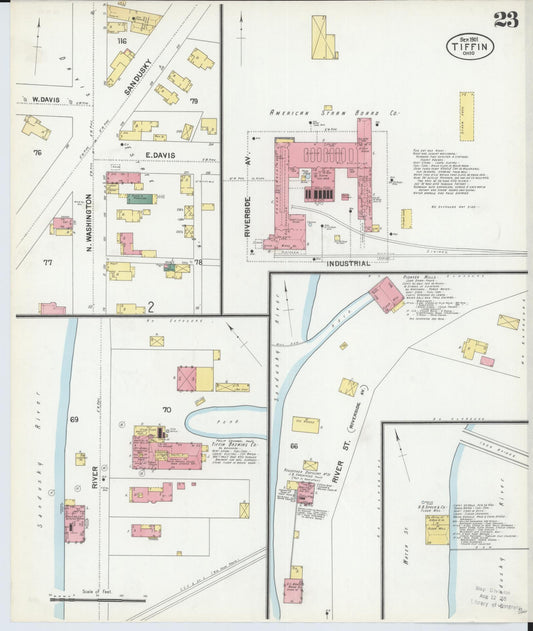 Sanborn Fire Insurance Map from Tiffin, Seneca County, Ohio (1901), Sheet #0023 - Historic Sanborn Fire Insurance Map Print, vintage old map wall art, antique decor, genealogy gift, Ohio Ohio map