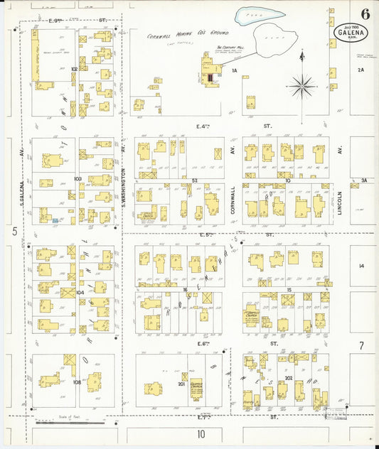 Sanborn Fire Insurance Map from Galena, Cherokee County, Kansas (1900), Sheet #0006 - Historic Sanborn Fire Insurance Map Print, vintage old map wall art, antique decor, genealogy gift, Kansas Kansas map