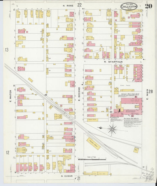 Sanborn Fire Insurance Map from Chillicothe, Ross County, Ohio (1909), Sheet #0020 - Historic Sanborn Fire Insurance Map Print, vintage old map wall art, antique decor, genealogy gift, Ohio Ohio map