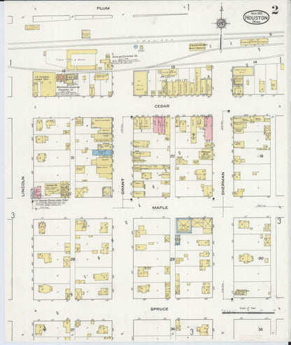 Sanborn Fire Insurance Map from Houston, Houston County, Minnesota (1915), Sheet #0002 - Historic Sanborn Fire Insurance Map Print, vintage old map wall art, antique decor, genealogy gift, Minnesota Minnesota map