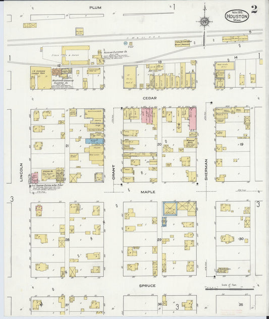 Sanborn Fire Insurance Map from Houston, Houston County, Minnesota (1915), Sheet #0002 - Historic Sanborn Fire Insurance Map Print, vintage old map wall art, antique decor, genealogy gift, Minnesota Minnesota map