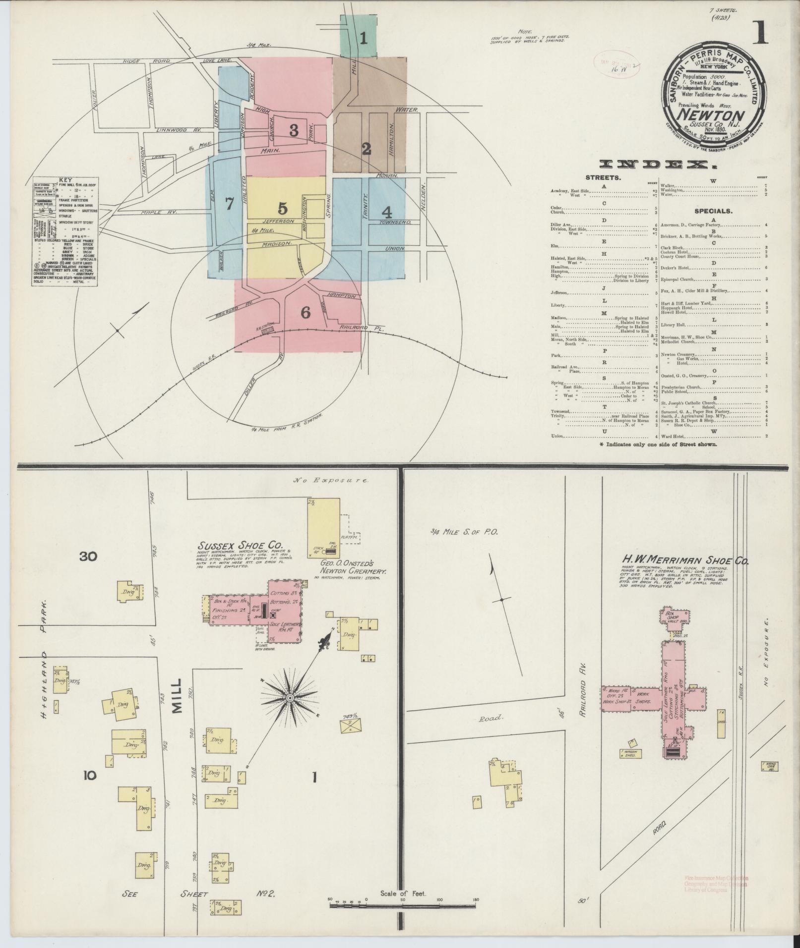 Sanborn Fire Insurance Map from Newton, Sussex County, New Jersey. (1890) – Historic Sanborn Fire Insurance Map Print