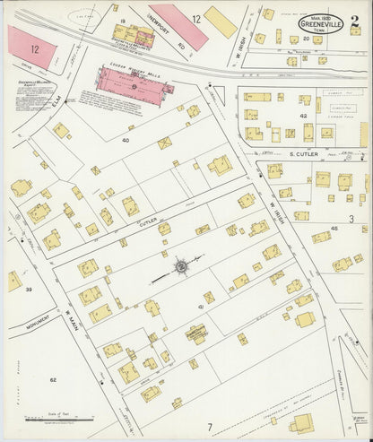 Sanborn Fire Insurance Map from Greeneville, Greene County, Tennessee (1920), Sheet #0002 - Complete Map Set gallery image, historic Sanborn map, vintage wall art, Tennessee Tennessee