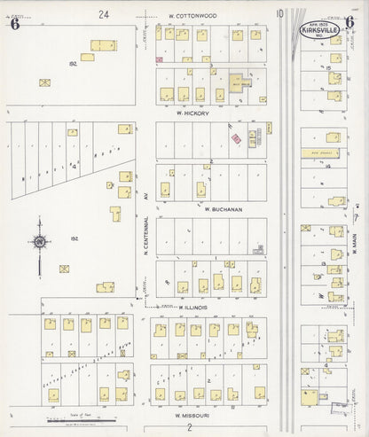 Sanborn Fire Insurance Map from Kirksville, Adair County, Missouri (1925), Sheet #0006 - Complete Map Set gallery image, historic Sanborn map, vintage wall art, Missouri Missouri