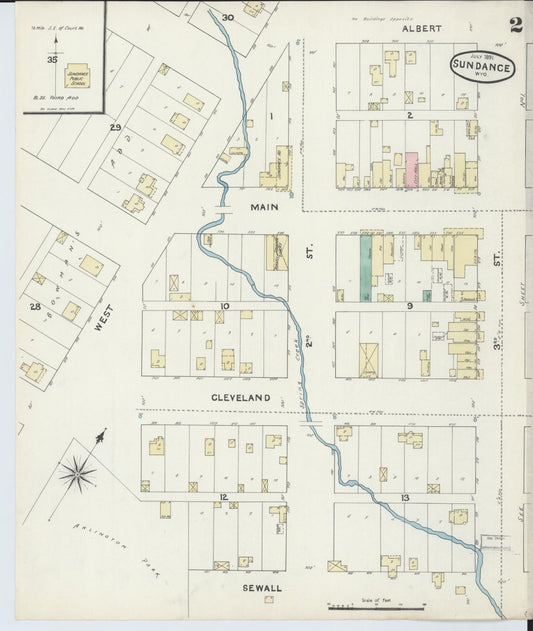 Sanborn Fire Insurance Map from Sundance, Crook County, Wyoming (1891), Sheet #0002 - Historic Sanborn Fire Insurance Map Print, vintage old map wall art, antique decor, genealogy gift, Wyoming Wyoming map
