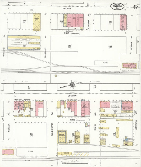 Sanborn Fire Insurance Map from Ontario, Malheur County, Oregon (1911), Sheet #0006 - Historic Sanborn Fire Insurance Map Print, vintage old map wall art, antique decor, genealogy gift, Oregon Oregon map