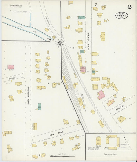 Sanborn Fire Insurance Map from Ghent, Columbia County, New York (1905), Sheet #0002 - Historic Sanborn Fire Insurance Map Print, vintage old map wall art, antique decor, genealogy gift, New York New York map