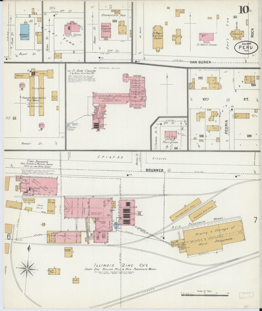 Sanborn Fire Insurance Map from Peru, La Salle County, Illinois (1897), Sheet #0010 - Historic Sanborn Fire Insurance Map Print, vintage old map wall art, antique decor, genealogy gift, Illinois Illinois map