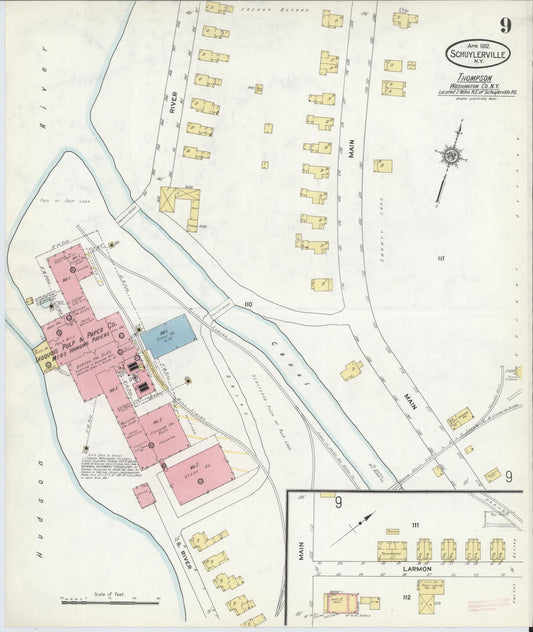 Sanborn Fire Insurance Map from Schuylerville, Saratoga County, New York (1912), Sheet #0009 - Historic Sanborn Fire Insurance Map Print, vintage old map wall art, antique decor, genealogy gift, New York New York map