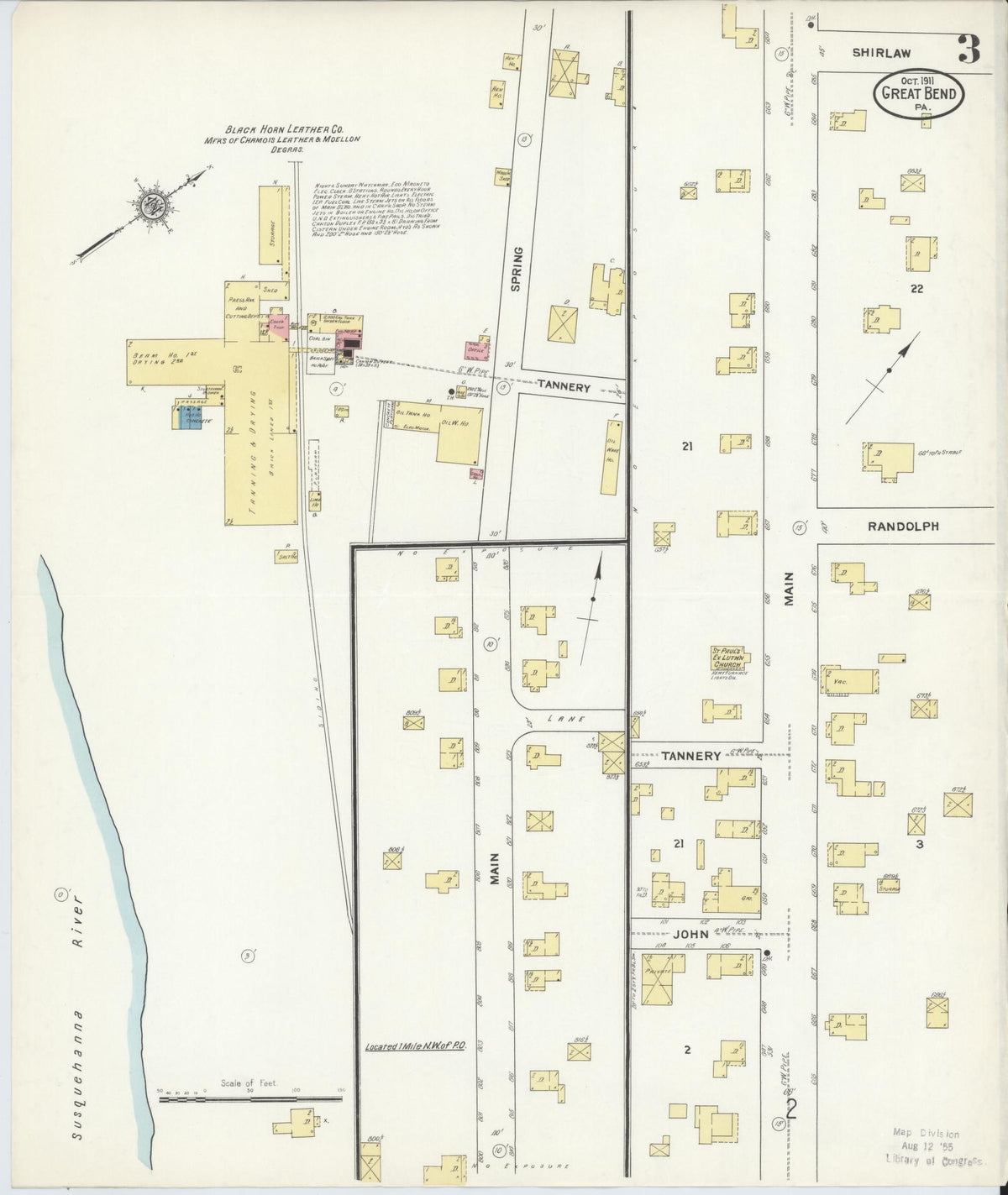 Sanborn Fire Insurance Map from Great Bend, Susquehanna County, Pennsylvania (1911), Sheet #0003 - Complete Map Set gallery image, historic Sanborn map, vintage wall art, Pennsylvania Pennsylvania