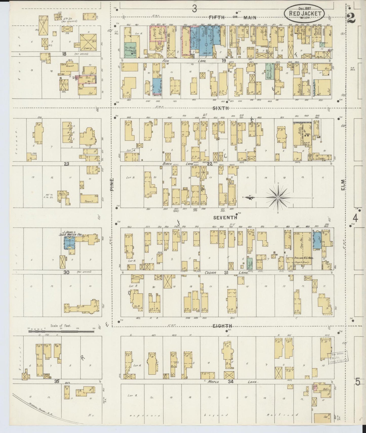 Sanborn Fire Insurance Map from Red Jacket, Houghton County, Michigan (1897), Sheet #0002 - Complete Map Set gallery image, historic Sanborn map, vintage wall art, Michigan Michigan