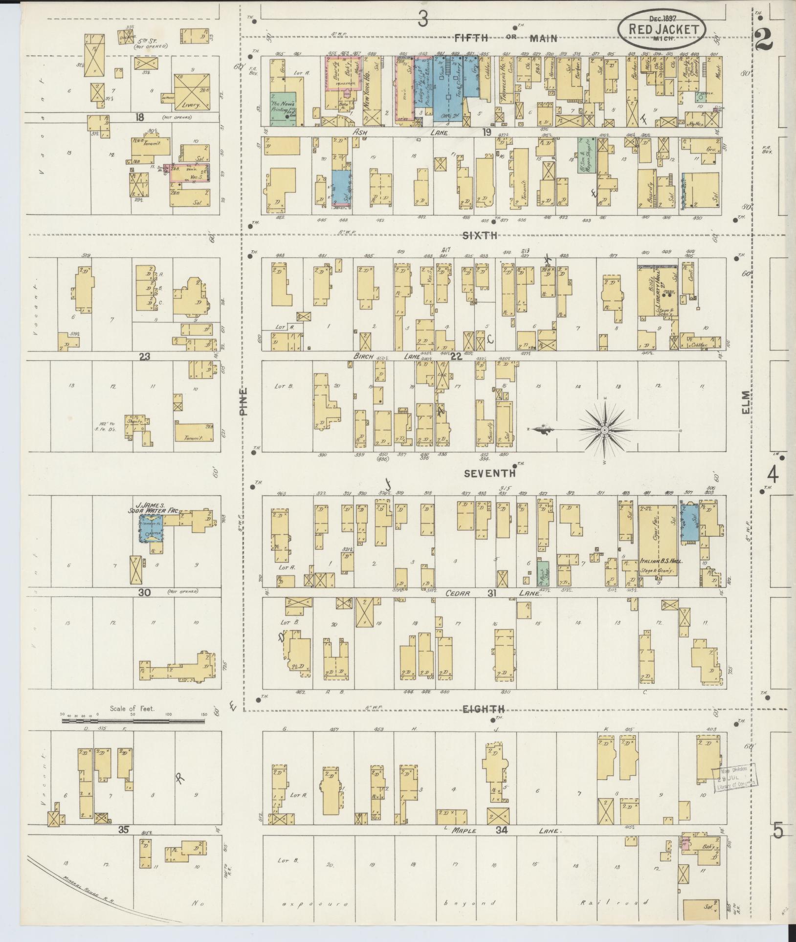 Sanborn Fire Insurance Map from Red Jacket, Houghton County, Michigan (1897), Sheet #0002 - Complete Map Set gallery image, historic Sanborn map, vintage wall art, Michigan Michigan