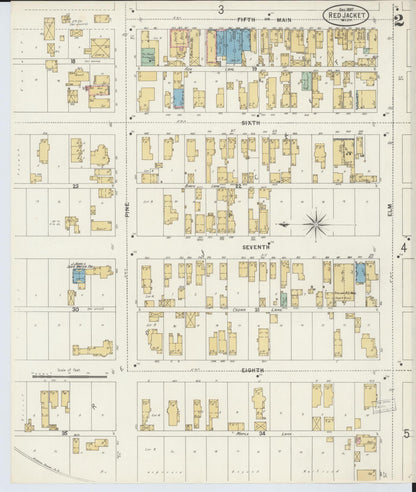 Sanborn Fire Insurance Map from Red Jacket, Houghton County, Michigan (1897), Sheet #0002 - Complete Map Set gallery image, historic Sanborn map, vintage wall art, Michigan Michigan