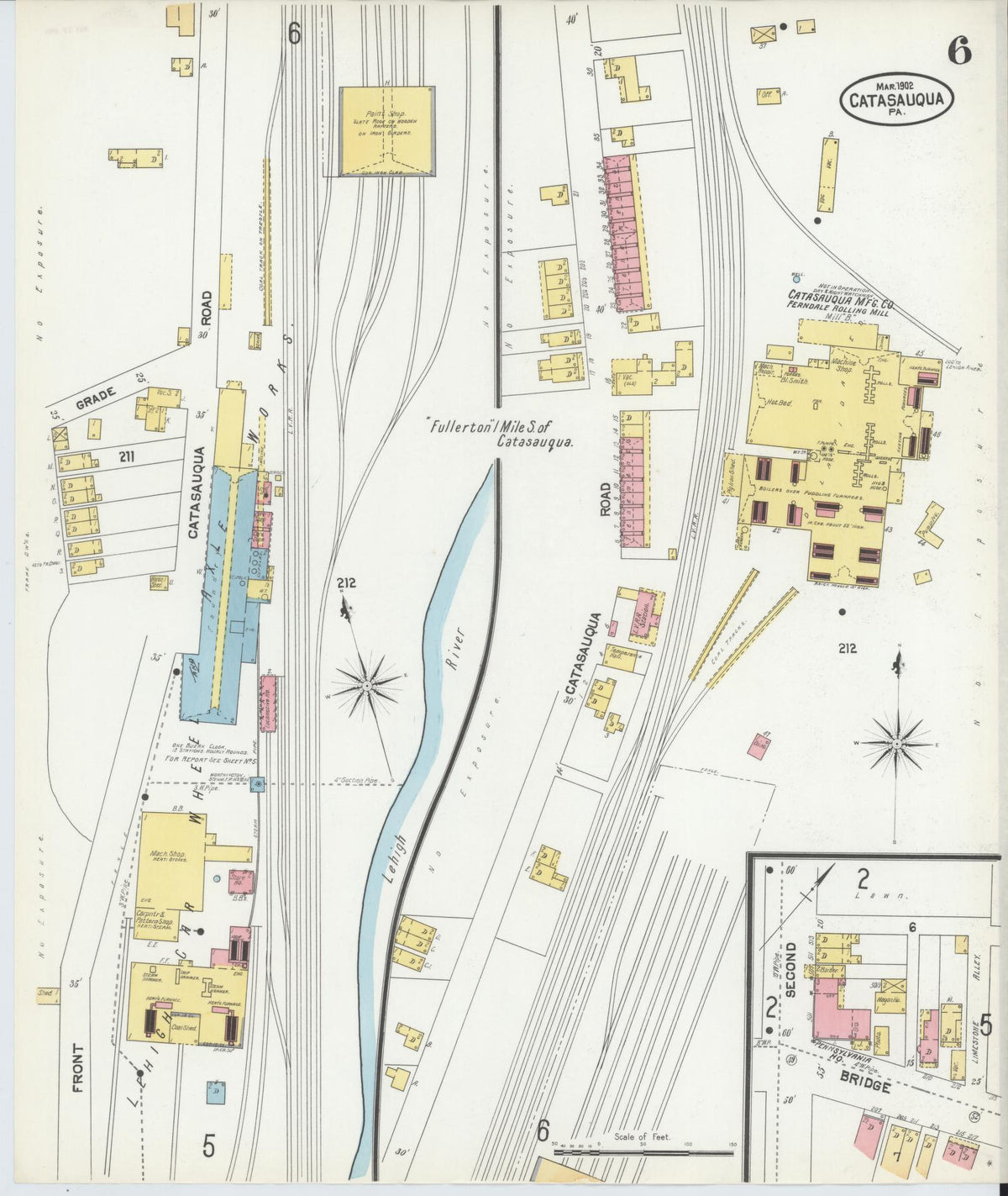 Sanborn Fire Insurance Map from Catasauqua, Lehigh County, Pennsylvania (1902), Sheet #0006 - Complete Map Set gallery image, historic Sanborn map, vintage wall art, Pennsylvania Pennsylvania
