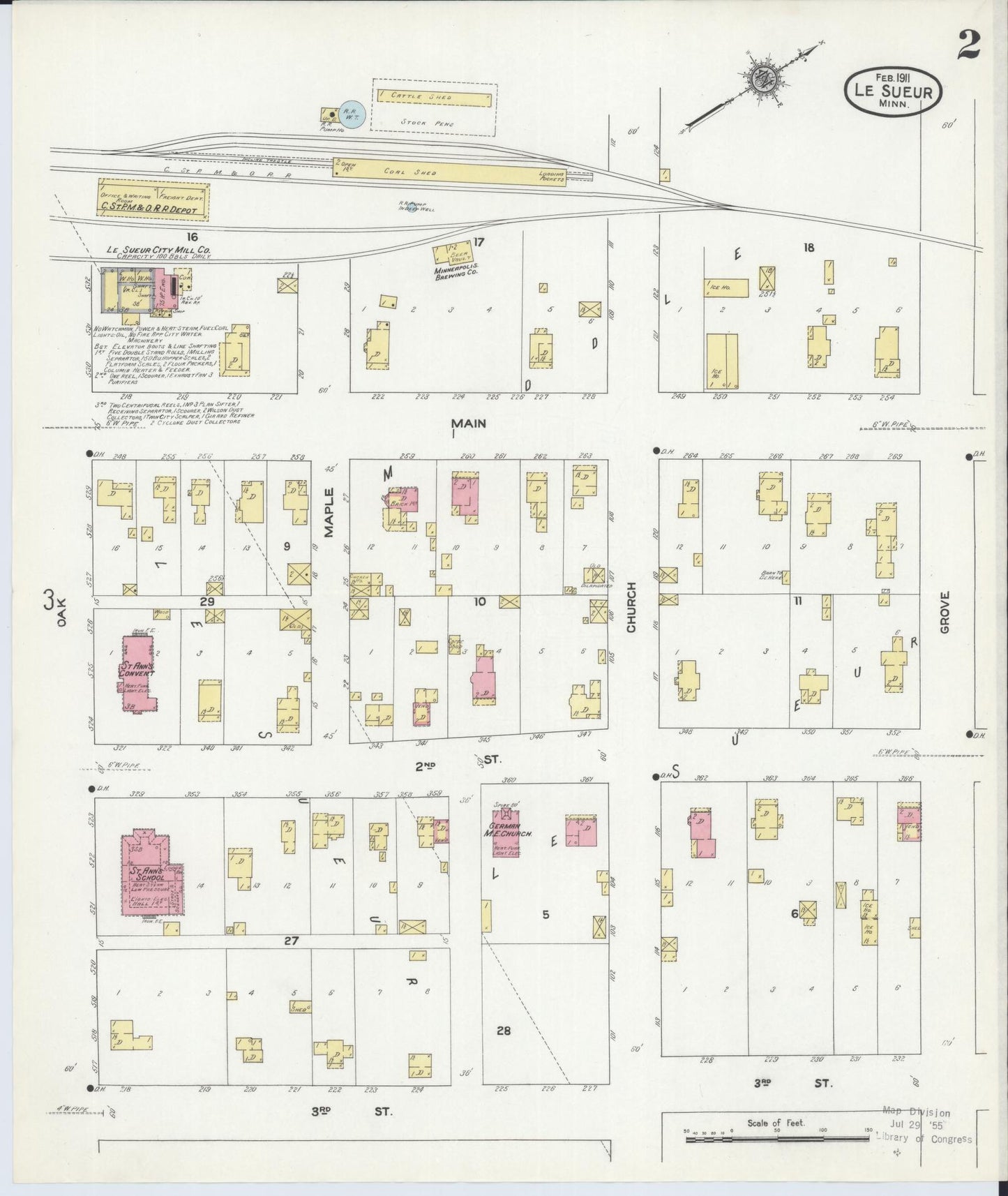Sanborn Fire Insurance Map from Le Sueur, Le Sueur County, Minnesota (1911), Sheet #0002 - Historic Sanborn Fire Insurance Map Print, vintage old map wall art, antique decor, genealogy gift, Minnesota Minnesota map
