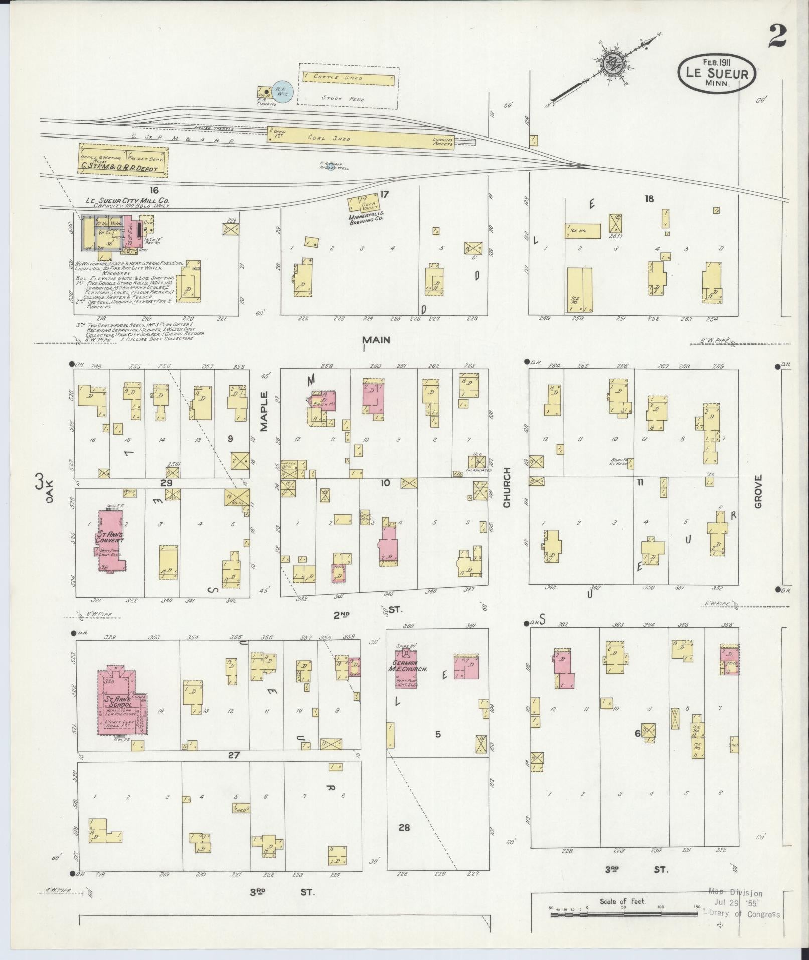 Sanborn Fire Insurance Map from Le Sueur, Le Sueur County, Minnesota (1911), Sheet #0002 - Historic Sanborn Fire Insurance Map Print, vintage old map wall art, antique decor, genealogy gift, Minnesota Minnesota map