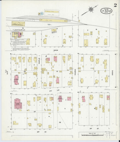 Sanborn Fire Insurance Map from Le Sueur, Le Sueur County, Minnesota (1911), Sheet #0002 - Historic Sanborn Fire Insurance Map Print, vintage old map wall art, antique decor, genealogy gift, Minnesota Minnesota map